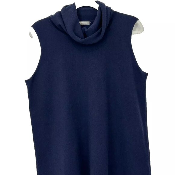 Neiman Marcus Cashmere Sleeveless Turtle Neck Sweater Navy size Large NEW - Picture 1 of 9